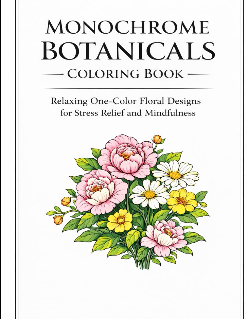 Monochrome Botanicals Coloring Book Relaxing One-Color Floral Designs for Stress Relief and Mindfulness