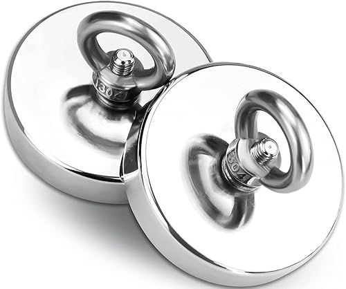 DIYMAG Paquete de 2 imanes de pesca potentes de 270 libras 2712lbs con agujero avellanado diámetro de 188 pulgadas 1890in para recuperación en río y