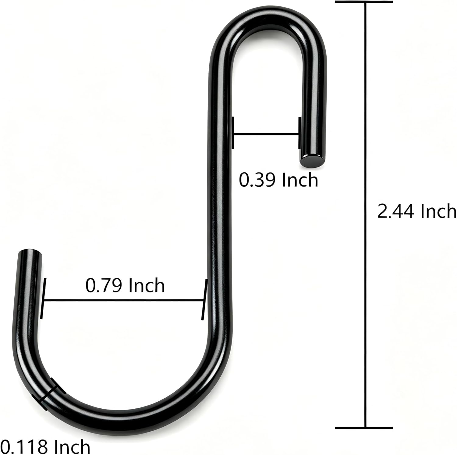 S Hooks for Hanging, Heavy Duty Black Steel S Hooks, 30 Pack, 2.4"