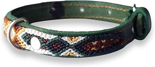 Collar para mascotas hecho a mano, ideal para cachorros, tejido a mano y cuero, collar de perro o collar de gato, suave, duradero y agradable al