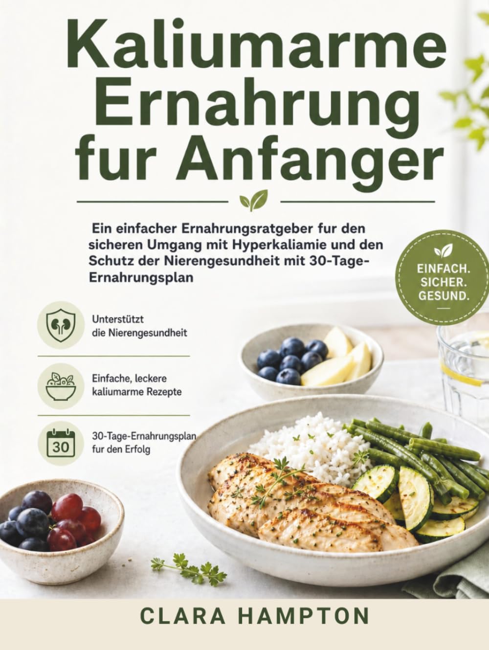 Kaliumarme Ernahrung fur Anfanger: Ein einfacher Ernahrungsratgeber fur den sicheren Umgang mit Hyperkaliamie und den Schutz der Nierengesundheit mit 30-Tage-Ernahrungsplan