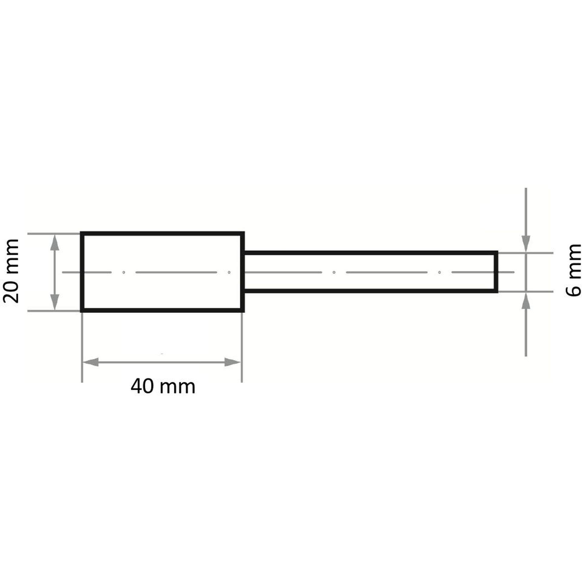 20x Mola con gambo LUKAS forma cilindrica 20x40 mm Gambo 6 mm | Granulo 24 morbido