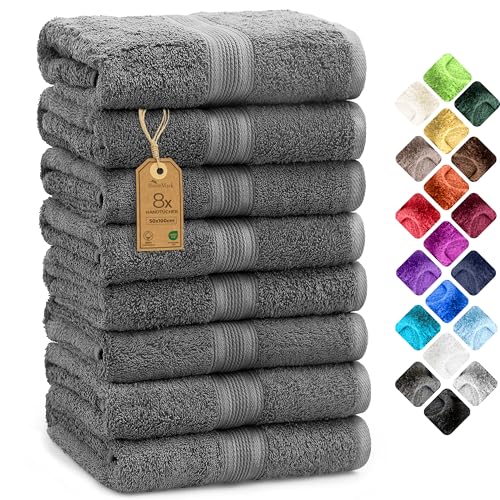 NatureMark 8 Handtücher Set - 100% Baumwolle - Saugfähige und langlebige Handtücher, Größe...
