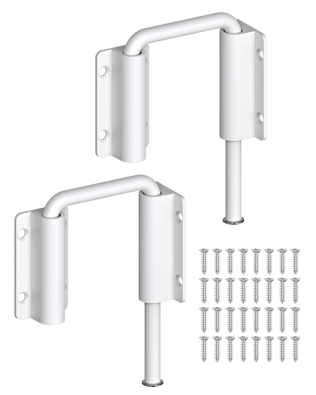 MeBantoo Updated U Patio Sliding Door Loop Lock Latch - 90/180 Degree Stainless Steel Security Bolt Lock for Barn, Garden, Fence Gate, Window - Multi-Angle Mounting (White-2 PCS)