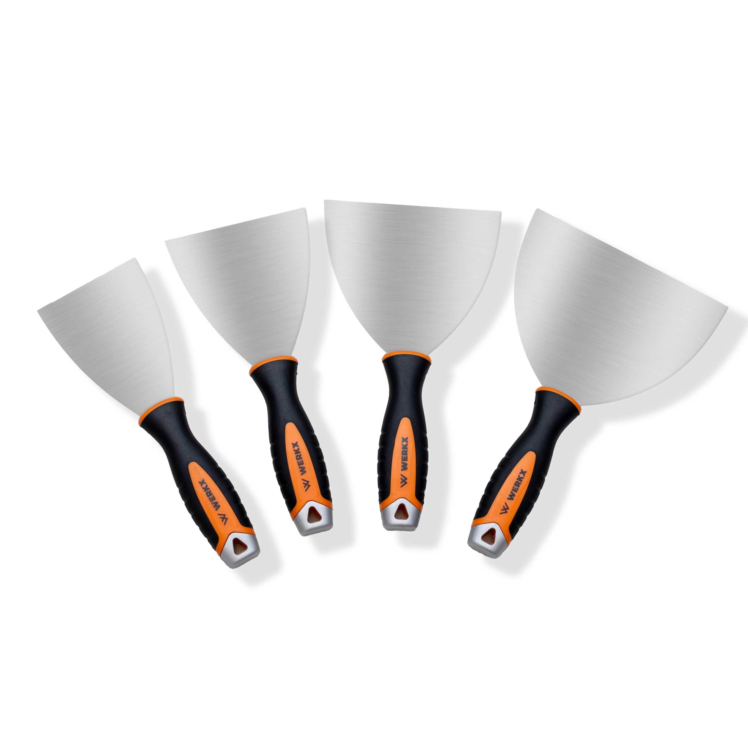 Set de 8 outils à enduire professionnels en acier Inox avec trousse de rangement – Kit parfait pour plaquiste, peintre, enduit, plâtre, lissage et rebouchage – Poignée bi-Matière ergonomique