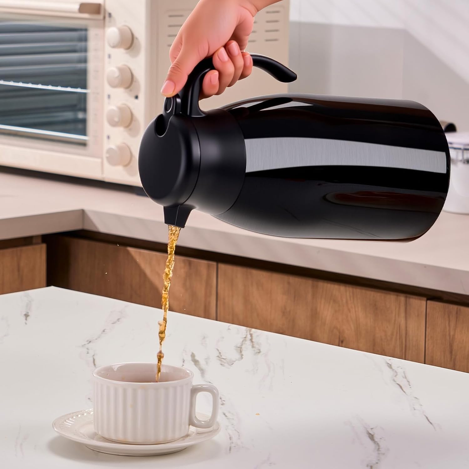 PARACITY Thermal Coffee Carafe with Stainless Steel Liner, Coffee Carafes for Keeping Hot, Double Walled Vacuum Insulated Coffee Urn for Coffee & Tea, Home & Office (2, 56oz)