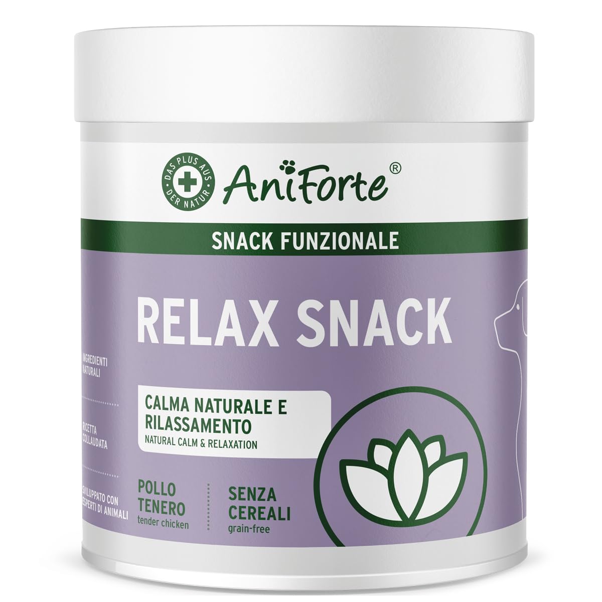 AniForte Relax Snack per cani 300g - Crocchette naturale rilassante e calmante, ant istress, con valeriana, melissa, rosmarino, per sostenere situazioni di stress, ansia, nervosismo