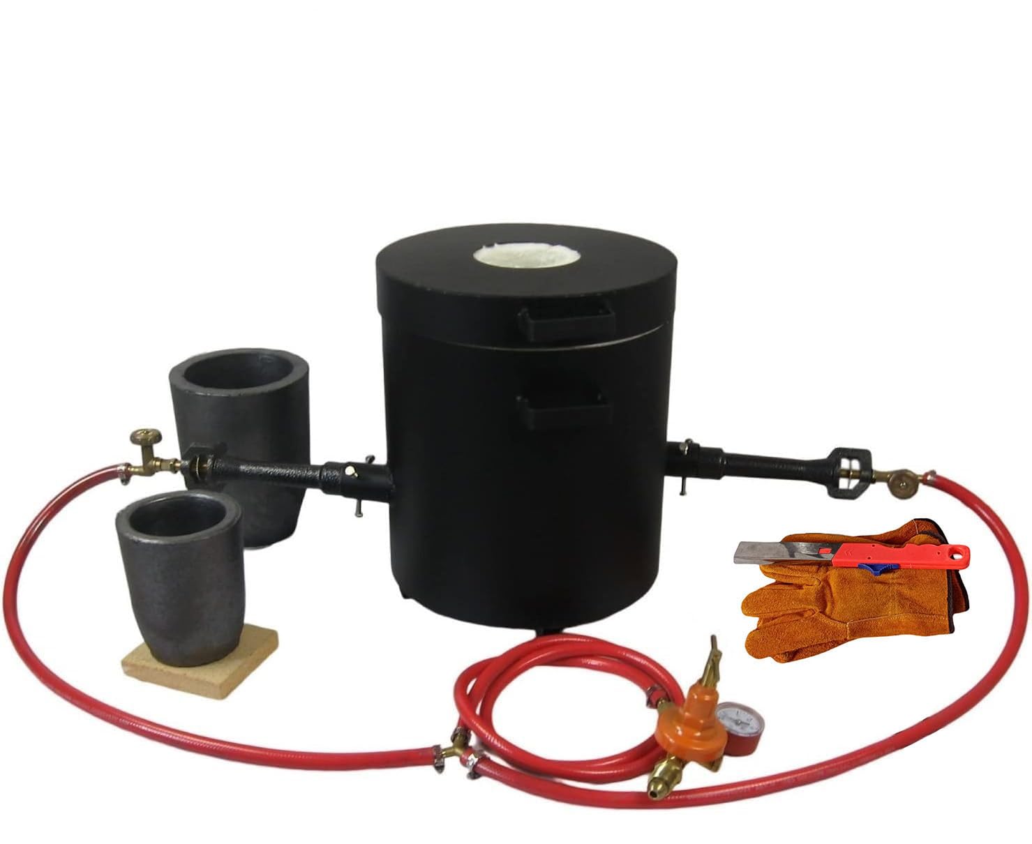 16KG Propane Melting Furnace Gas Metal Smelter with 2 Crucibles (16KG&6KG), Forge Casting Tools Foundry Furnace for Melting Gold Brass Copper Aluminum