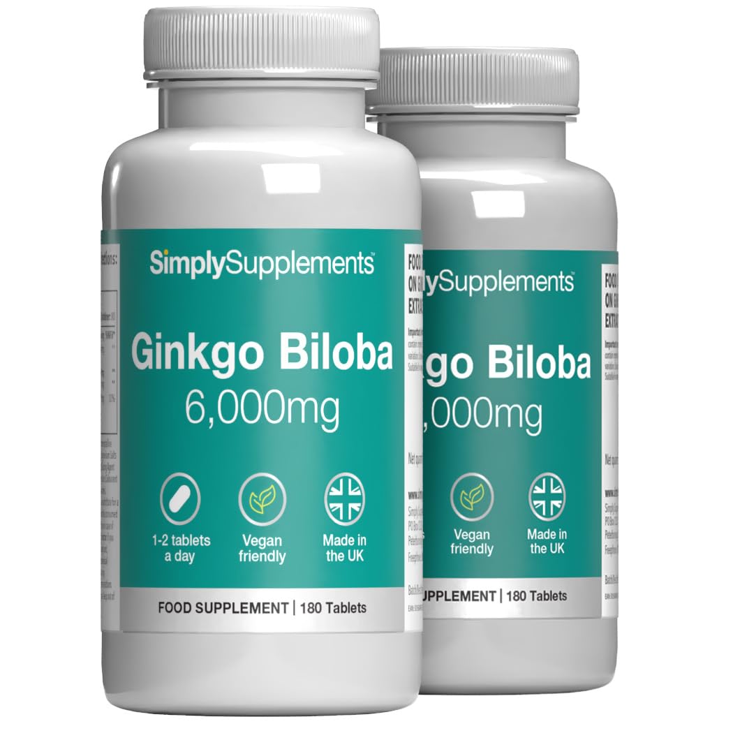 Ginkgo Biloba 6,000mg | with Added Iron | Supports Cognitive Function & Circulation | Vegan & Vegetarian Friendly | 360 Tablets = 6 Months’ Supply | Manufactured in The UK