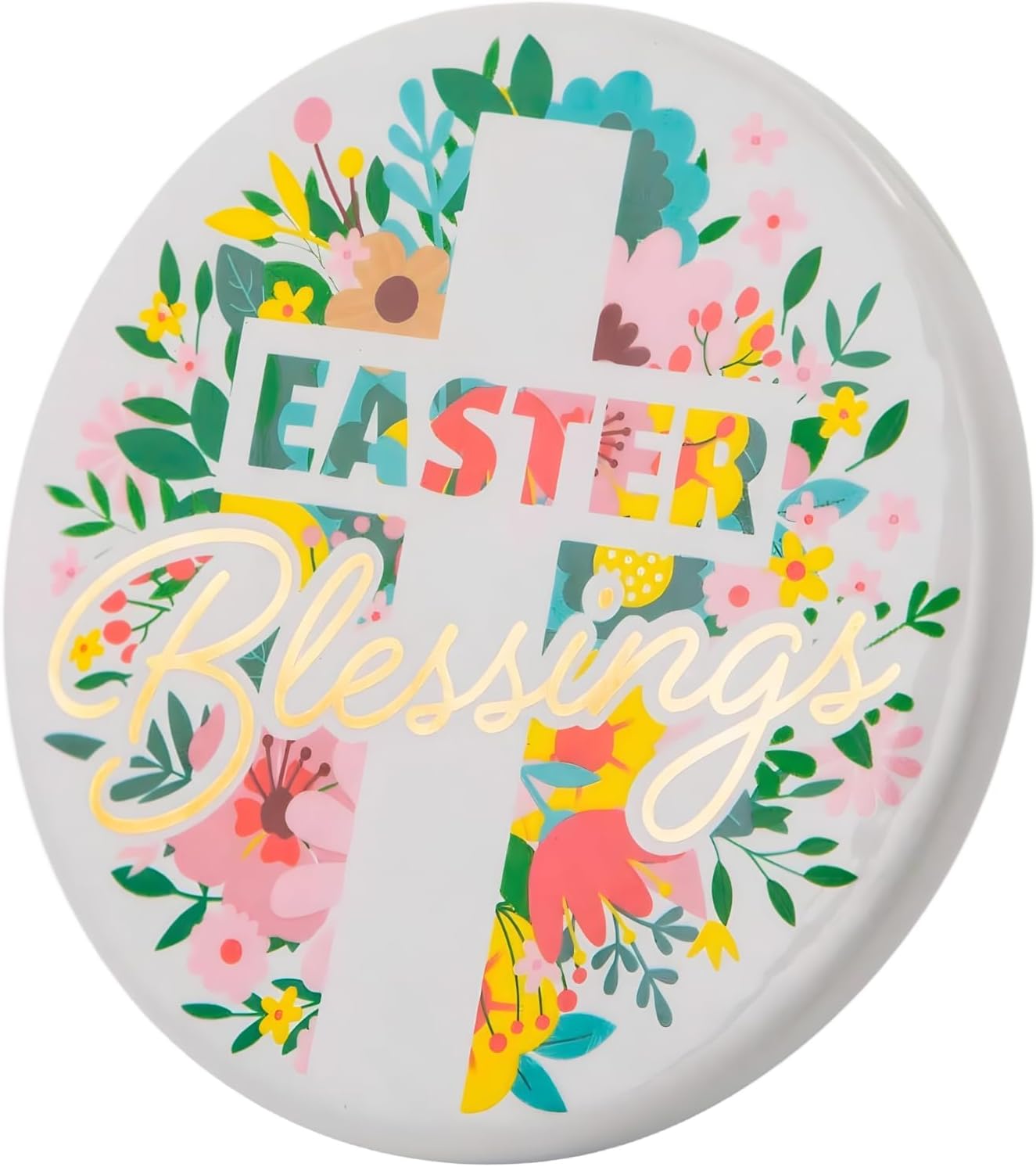 Fun Express 5" x 5" Religious Easter Blessings Tabletop Round Ceramic Sign