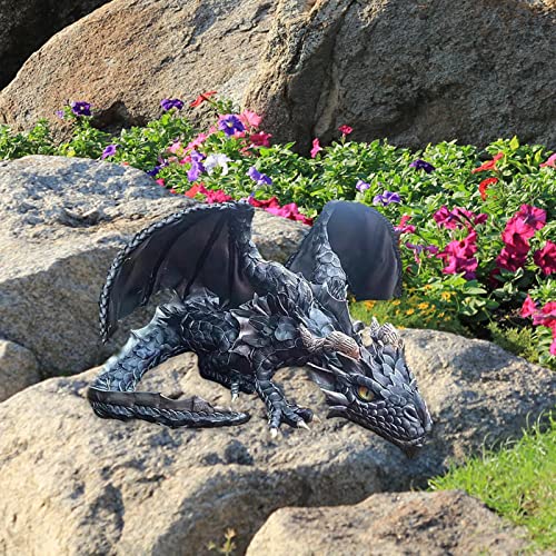 Dragão Escultura - Grande estátua do gramado do dragão | Jardim de estátua de dragão realista de res