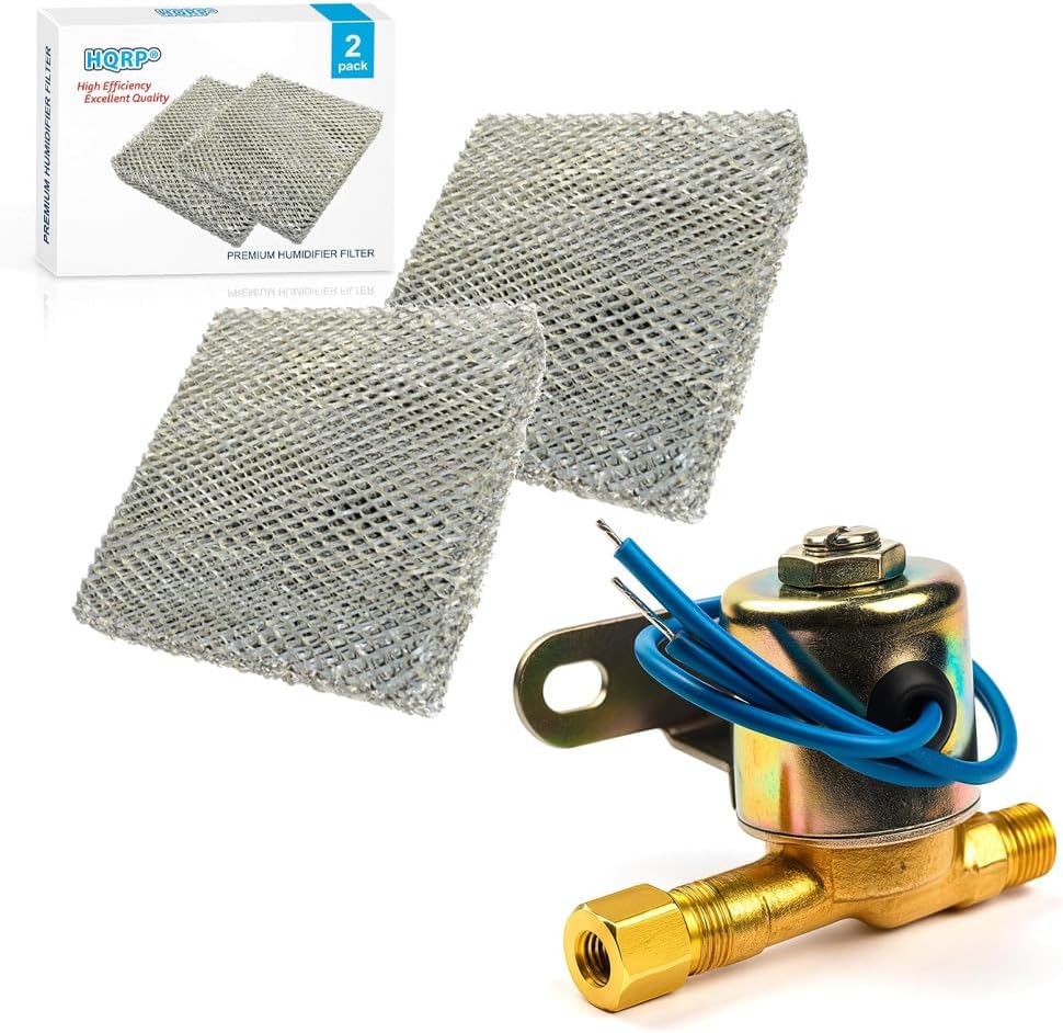 HQRP 2-Pack Humidifier Water Filters Replacement for Aprilaire 10 + 4040 Water Solenoid Valve fits 220, 500, 500A, 500M, 550, 550A, 558 Humidifiers
