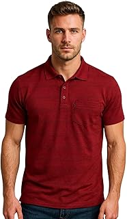 WILD ELEPHANT Men Cotton Striped Polo Neck Half Sleeve T-Shirt with Pocket Price In India