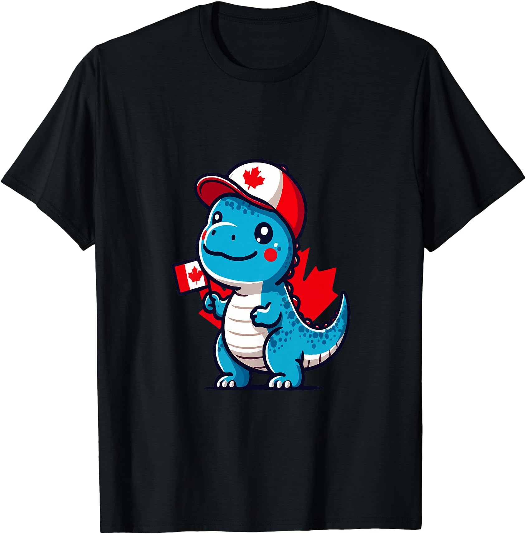 Canada Kids Flag Funny Blue Dinosaur Toddler Flag T-Shirt