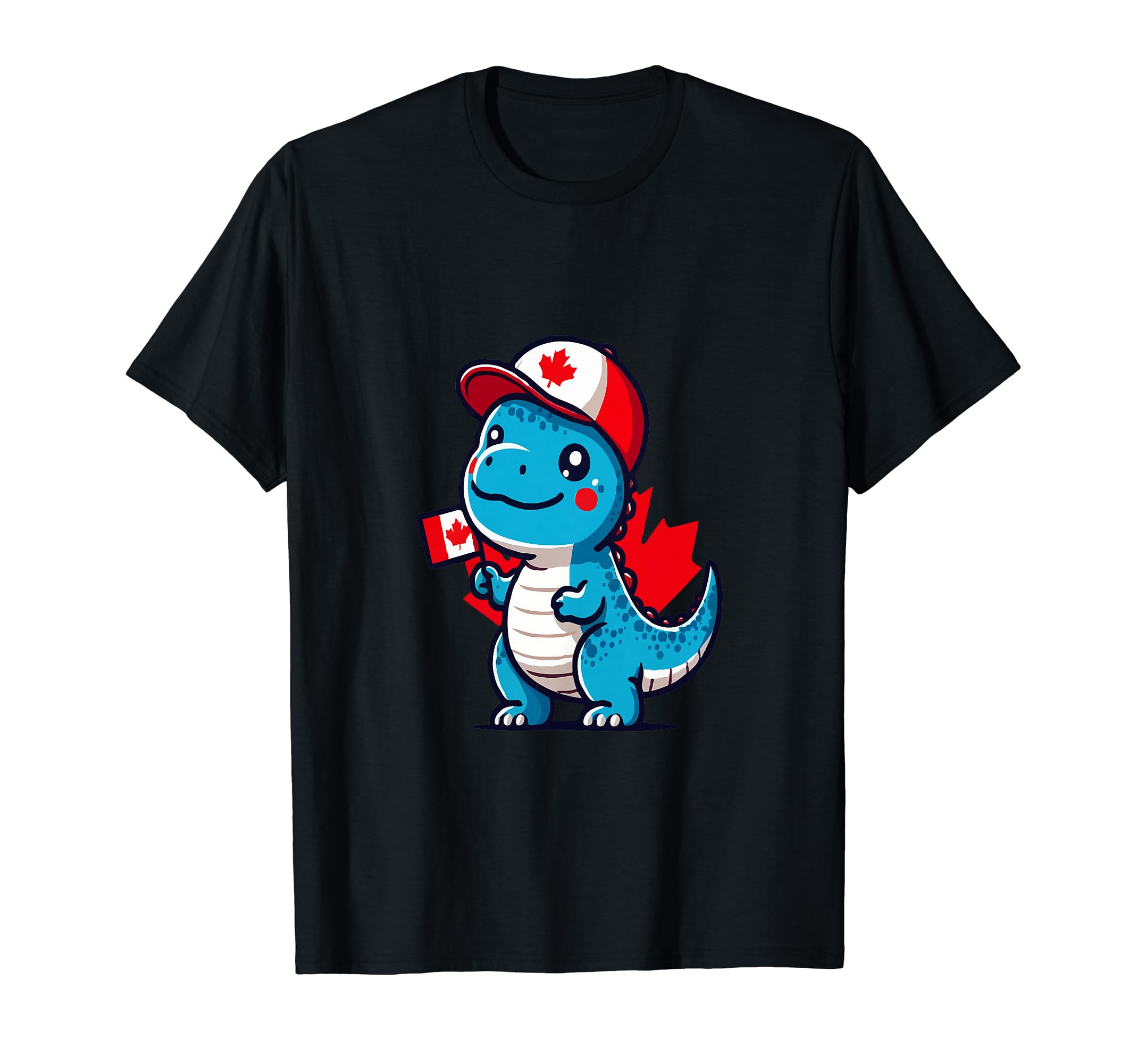 Canada Kids Flag Funny Blue Dinosaur Toddler Flag T-Shirt