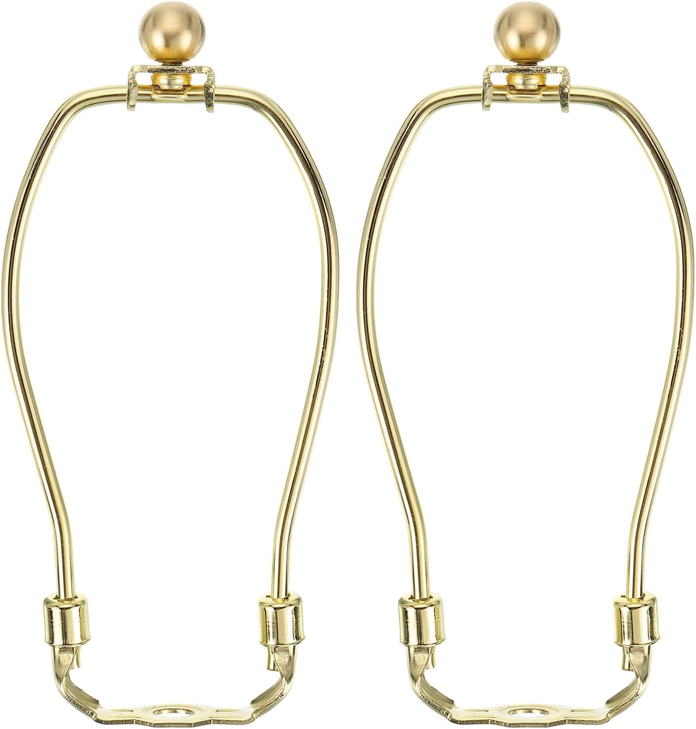PATIKIL 12 Inch Lamp Harp Kit with 17.5mm Solid Brass Ball Finial, 2 Set Heavy Duty Bracket with Standard Saddle & Finial Detachable Shade Holder for Table Floor Lamps, Gold