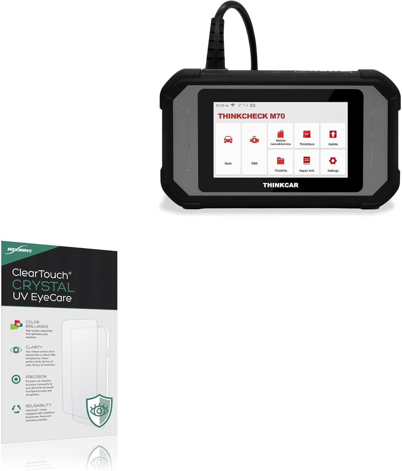 BoxWave Screen Protector Compatible With Thinkcar Scanner Car Code Reader M70 (5 in) - ClearTouch Crystal Anti-UV EyeCare (2-Pack), Filters out Harmful Blue Light Reduce Fatigue