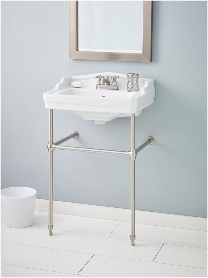 Cheviot 553-WH-1/575-BN Essex White with Brushed Nickel Legs Console Lavatory