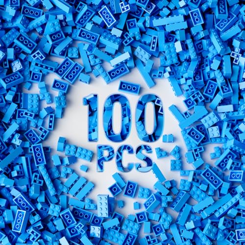 100 Piece Classic Building Blocks, Compatible with Lego Parts and Pieces (Color: Sky Blue)
