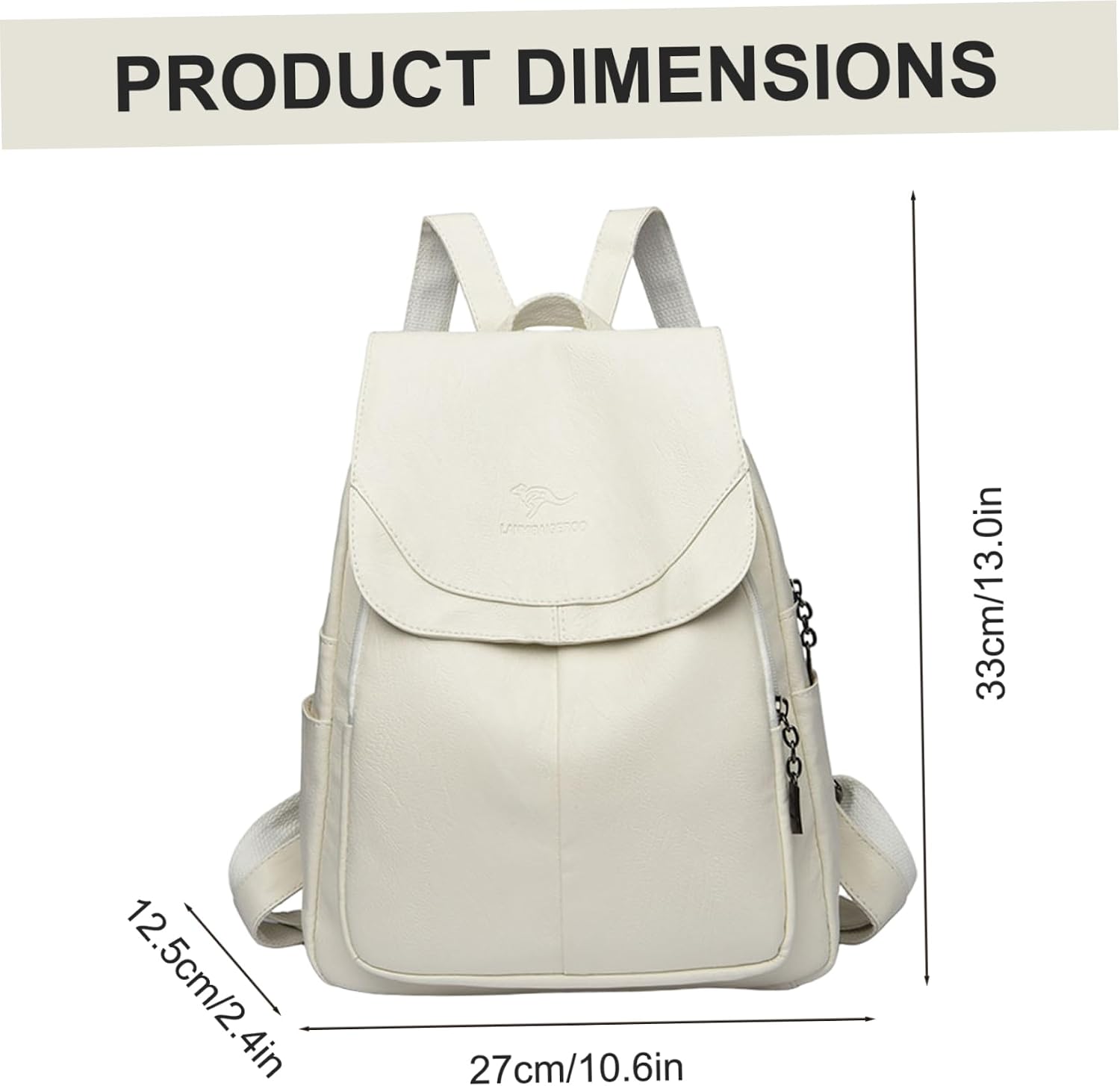 Leather Backpack Women, Elegant White Women's Fashion Backpacks, Soft PU Leather Casual School Bag for Travel Outdoor..