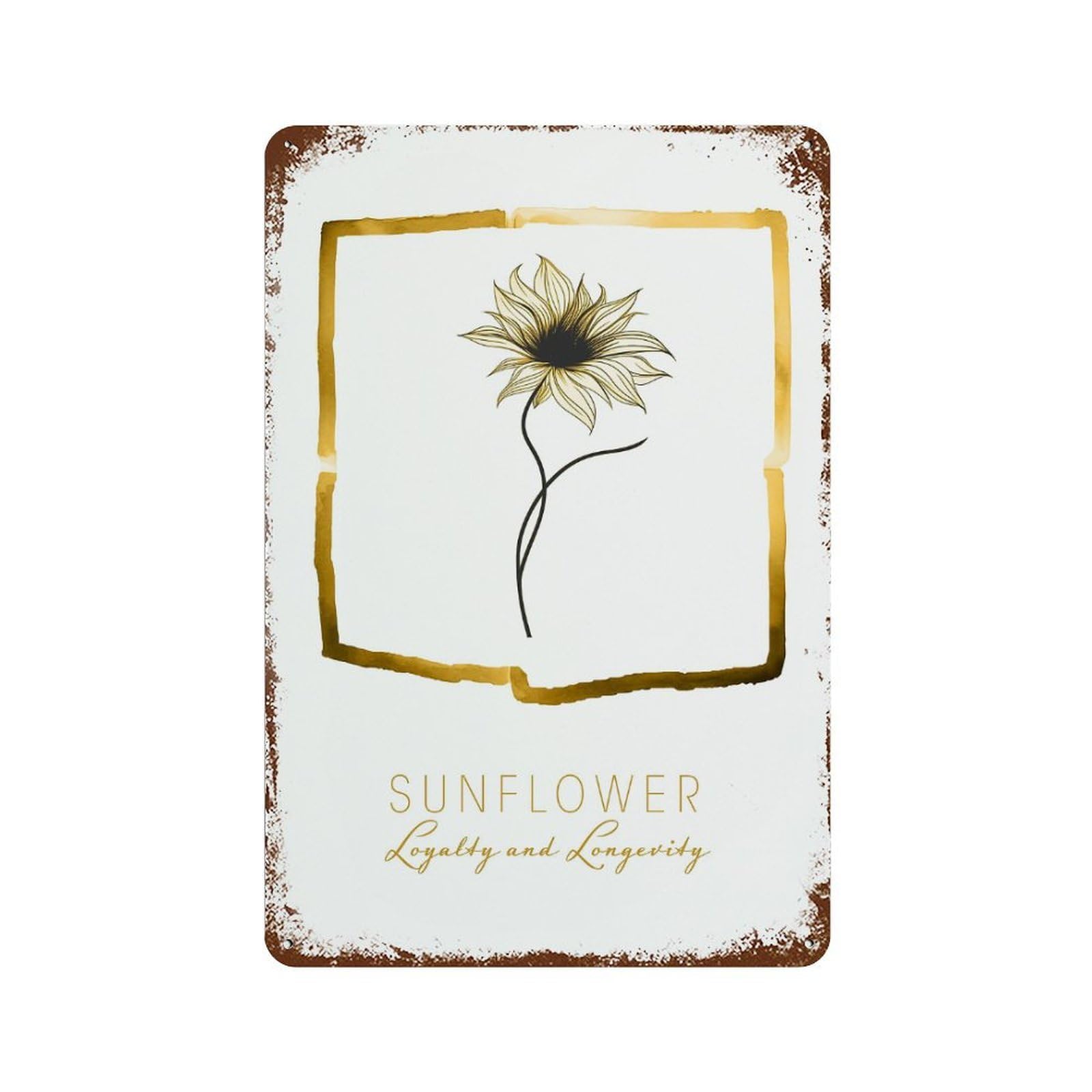 Sunflower Loyalty & Longevity Rustic Tin Plaque 11.8"x7.9", for Shed, Workshop And Garage Wall Decor, Farmhouse Wall Decor
