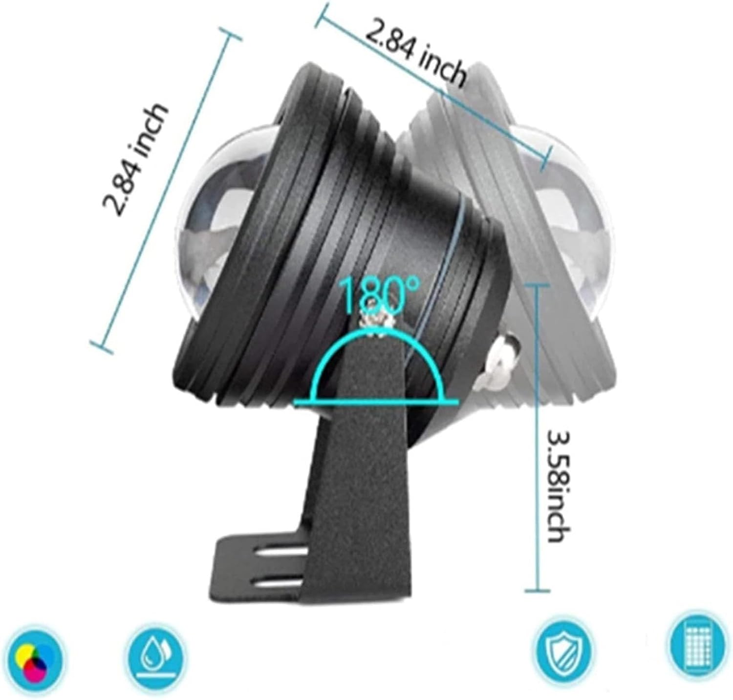 4PCS Underwater Pond Spotlight - Submersible LED Fountain Lamp, 12V/24V with Remote Control Underwater Led Lights, IP68 Waterproof Convex Mirror RGB Pool Lights,Black(RGB)-24V(10w)