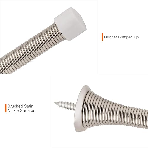 Miniatura 4 de KOVOSCH Paquete de 10 topes de resorte para puerta de níquel satinado cepillado, topes de puerta de resorte flexibles de 3-14 pulgadas con puntas de