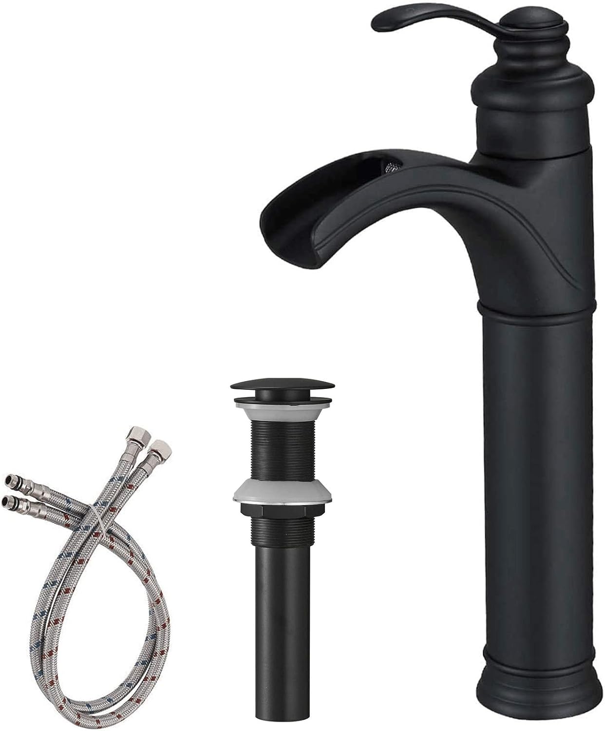 Hottest Sales BATHLAVISH Vessel Sink Faucet Black Tall Bathroom Waterfall Farmhouse Single Hole Matte Black Solid Brass Bath Vanity Lavatory Bowl with Pop Up Drain Without Overflow Lead-Free Hottest Sales BATHLAVISH Vessel Sink Faucet Black Tall Bathroom Waterfall Farmhouse Single Hole Matte Black Solid Brass Bath Vanity Lavatory Bowl with Pop Up Drain Without Overflow Lead-Free