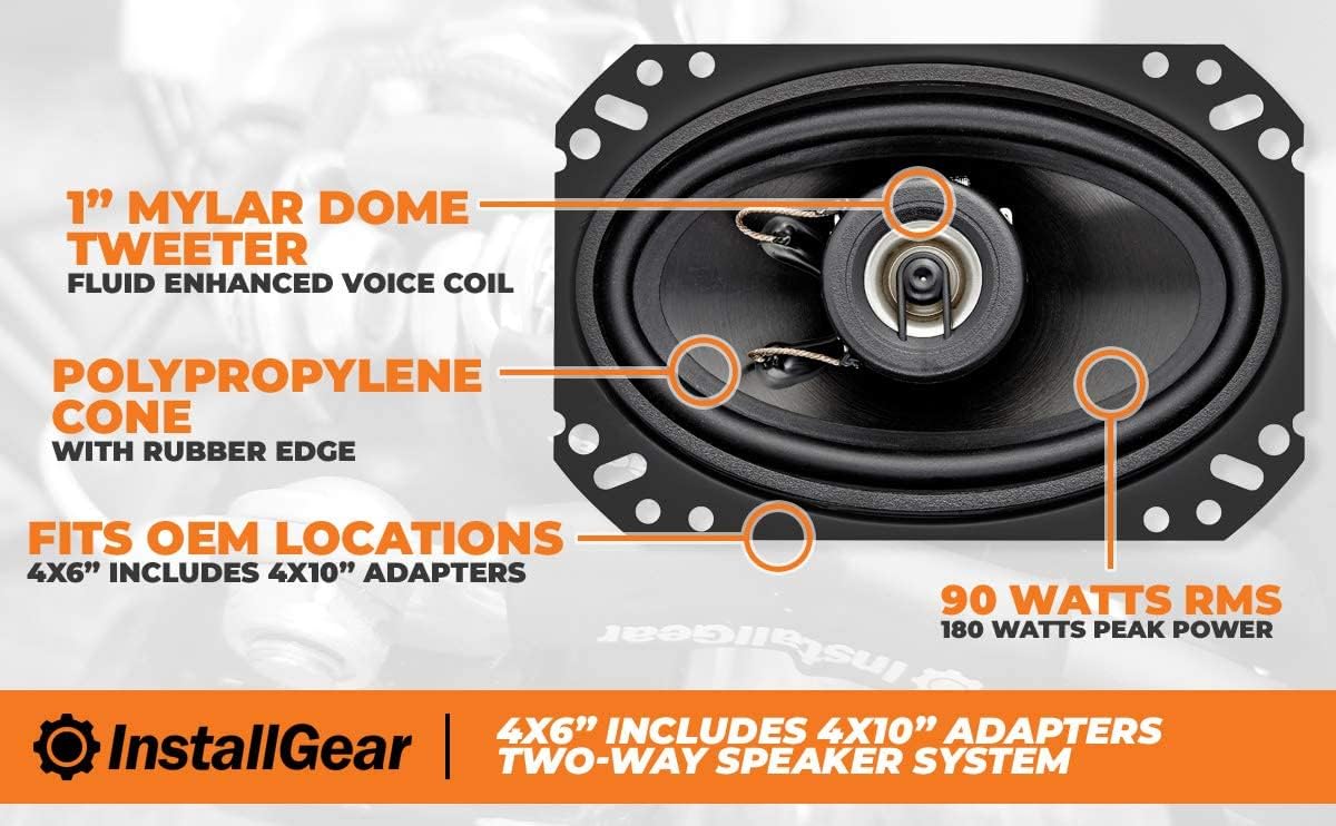 InstallGear 4" x 6" Two-Way Car Speaker System