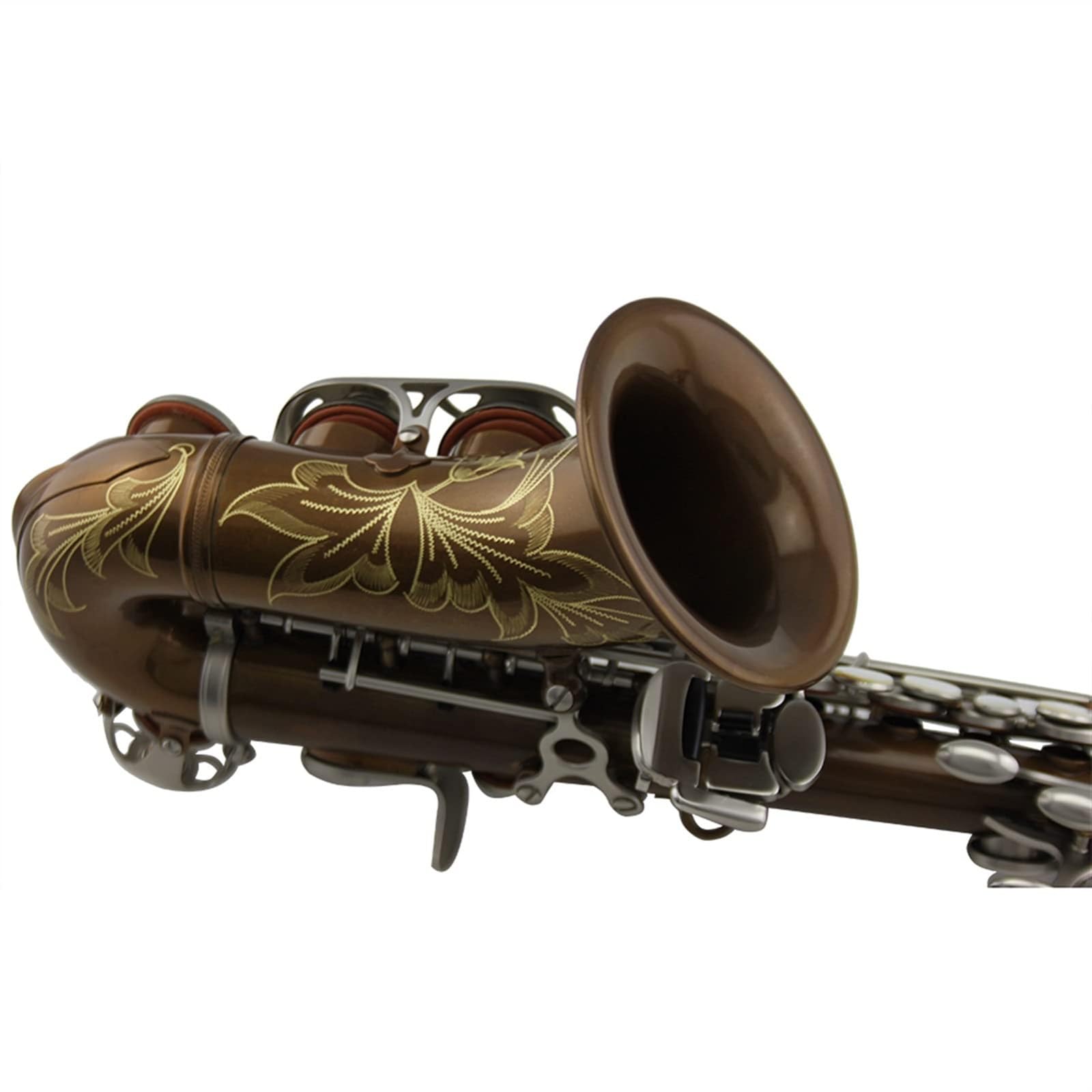 Sax Instruments Corpo in Nichel Antico Chiave placcata in Nichel Satinato Sassofono Soprano Curvo Sax
