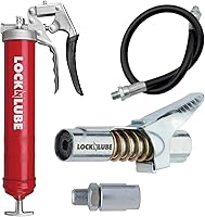 LockNLube Heavy-Duty Pistol Grip Grease Gun with Leak-Proof Coupler, 20" Hose & Swivel - 5000 PSI Power for Pros