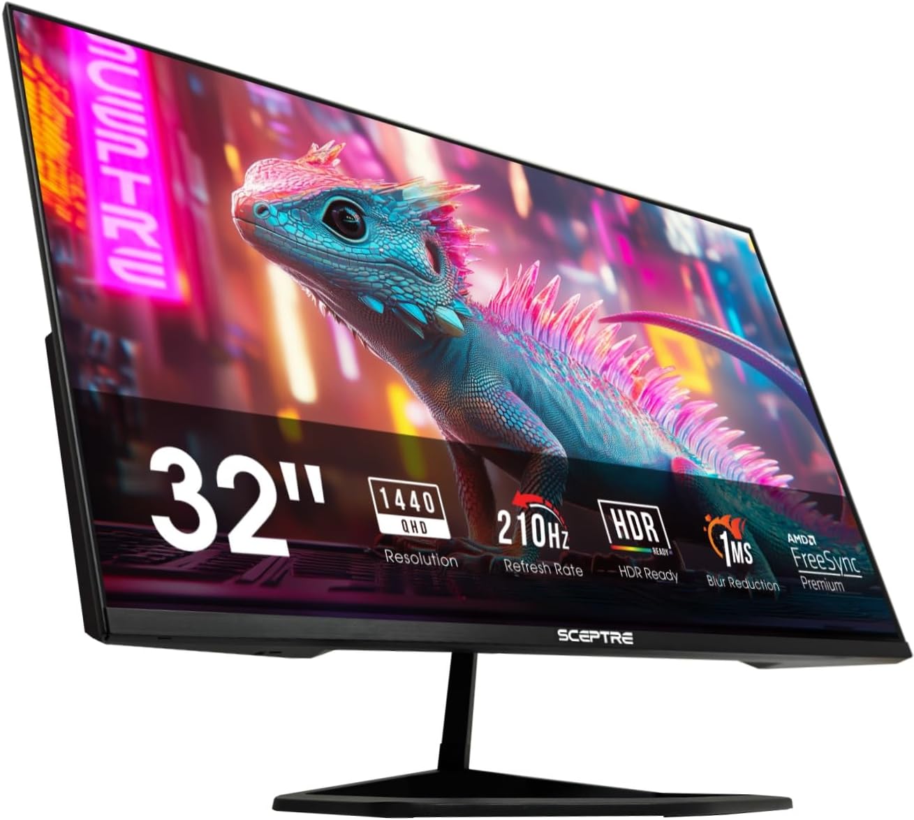 Sceptre New 32-inch 2K QHD Prime Gaming Monitor 2560 x 1440 up to 210Hz sRGB 115% 1ms DisplayPort HDMI Type-C Build-in Speakers, Machine Black 2026 ((E325B-QW200D Series)