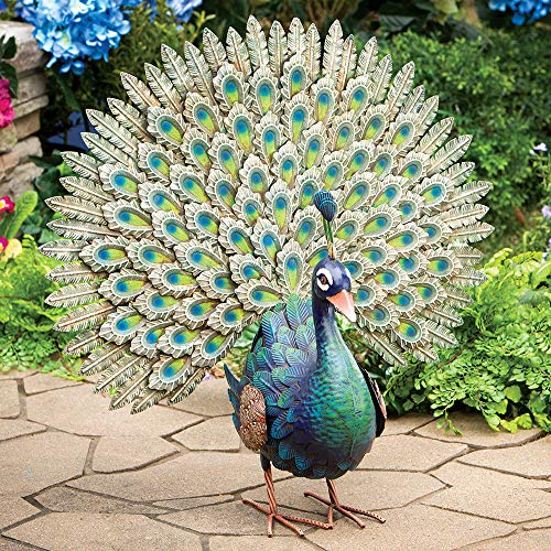 Bits And Pieces - Elegant Peacock Metal Garden Sculpture - Indoor And Outdoor Décor #TOP1