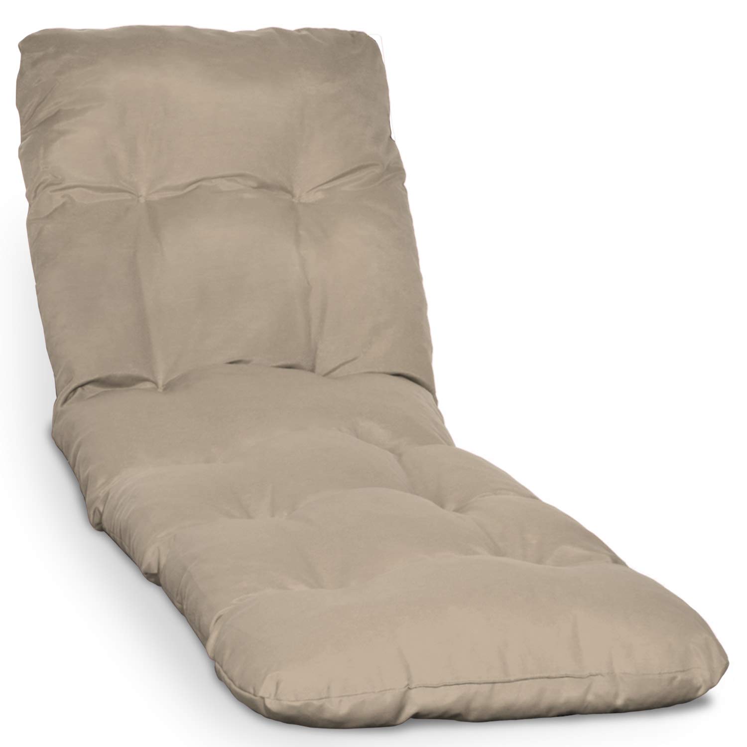 Beautissu 2X Colchoneta Tumbona Exterior 190x60x8 cm Flair RL – Resistente a los Rayos UV – Acolchado Cojin Tumbona Exterior Jardín y Playa con Copos Espuma – Natural