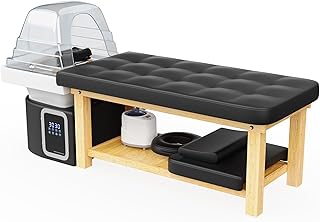 Stationary Head Spa Massage Table with Water Cycle & Fumigation Salon Equipment for Beauty Head Spa Physical Therapy Massage, Wood Frame, Black PU Leather