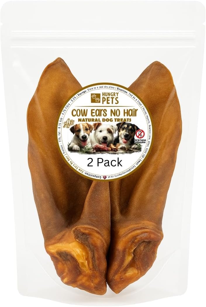 Cow Ears 2 Pack - Premium Natural Dog Treat Chew No Hair