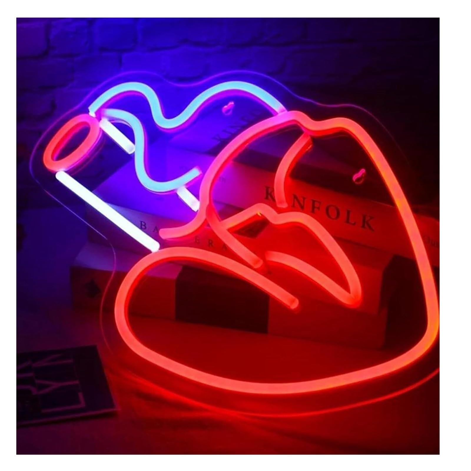 Enseigne au néon lèvres fumantes luminaire Neon2 déco bar pub et mur de salle