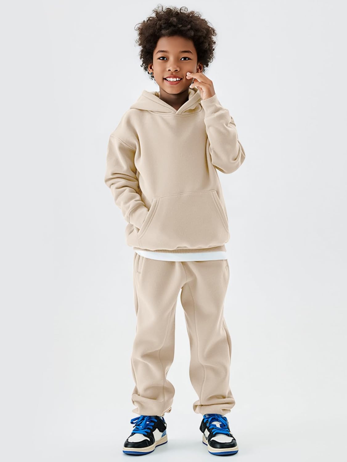 YKR Kids Sweatsuit Girls Boys Fleece 2 Piece Outfits Hooded Sweatshirt and Jogger Sweatpants Athletic Clothing Sets - Image 5