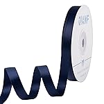 QIANF 3/8 Inch Double Face Satin Ribbon Navy Blue Ribbon for Gift Wrapping Hair Bows Making Chair Sash Valentine\'s Day Wedding Birthday Party Invitation Decorations Floral Craft Sewing, 25 Yards