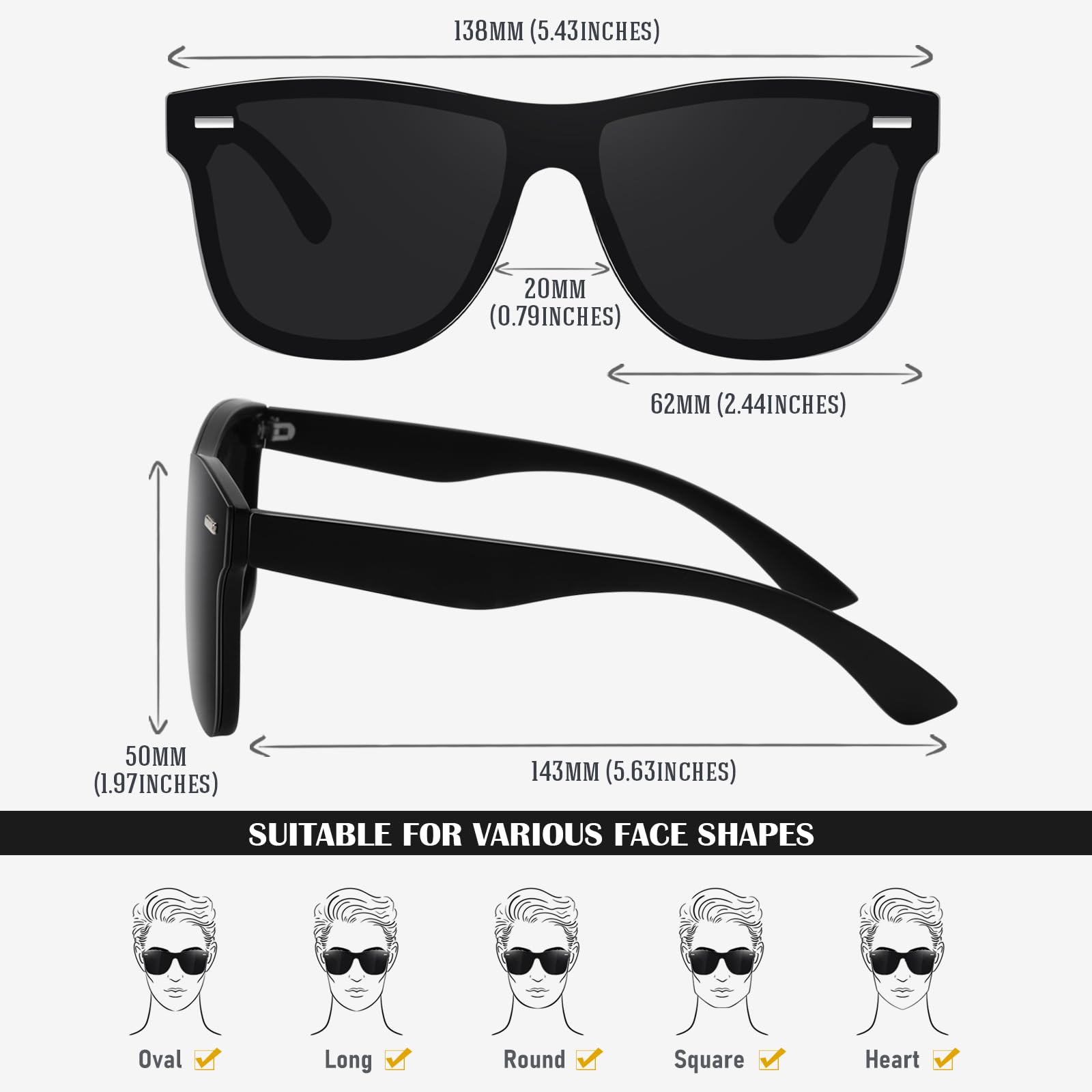 LINVO Sonnenbrille Herren Damen Polarisiert Klassisch Verspiegelt Modisch UV400 Schutz Unisex Brille für Autofahren Reisen
