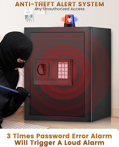 Miniatura 6 de Caja fuerte de 16.54 pulgadas de alto, caja fuerte para el hogar de 2.5 pies cúbicos con bolsa impermeable ignífuga, caja de seguridad digital