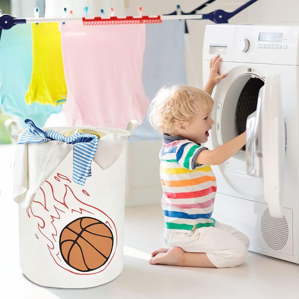 19.7’’ Basketball Laundry Hamper, Dirty Clothes Hamper for Boys Room,Sports Laundry Basket,Toy Bins, Gift Baskets,Baby Nursery(Basketball)