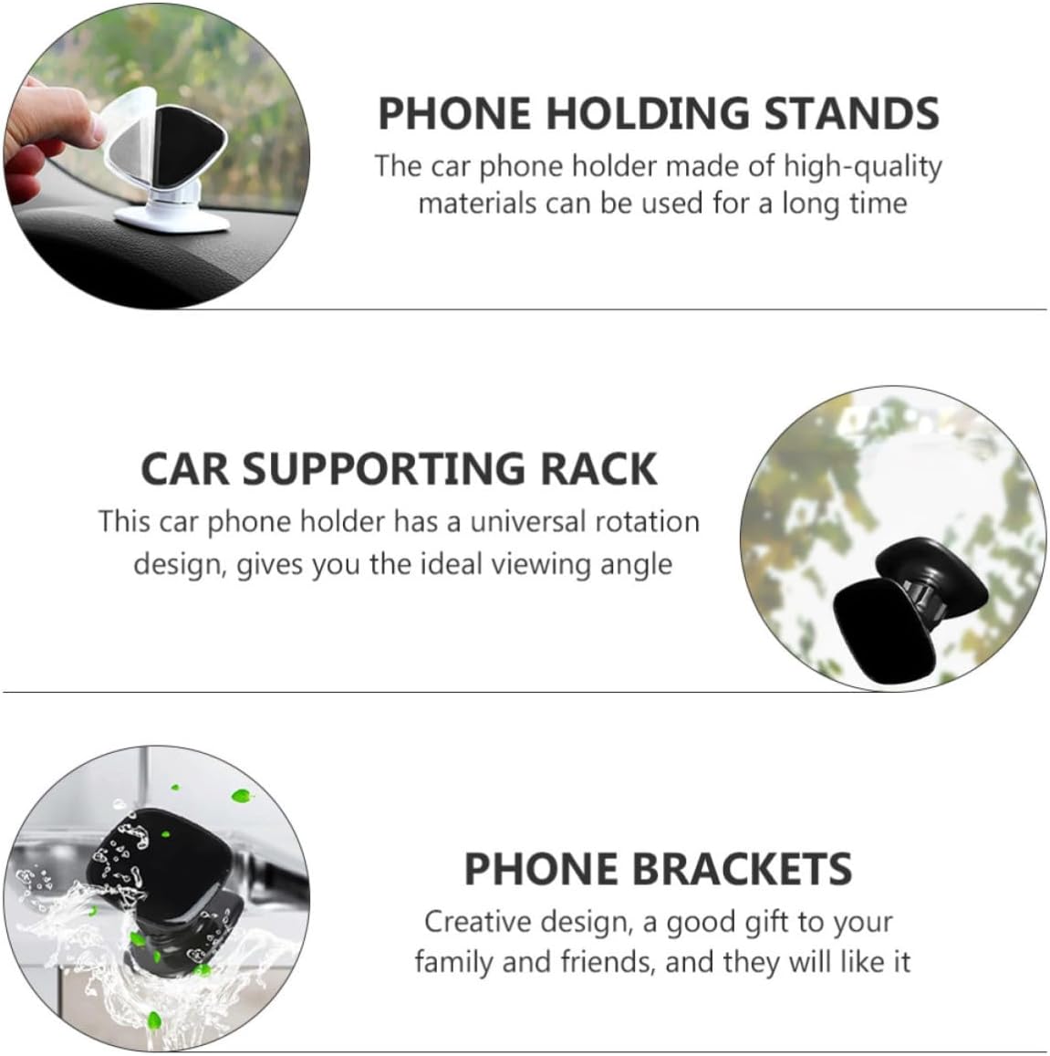 2pcs Car Phone Brackets Adjustable Abs Material Mobile Phone Holders with One-Hand Operation, Firmly Hold Smartphones, Creative Design for Car Use image 3