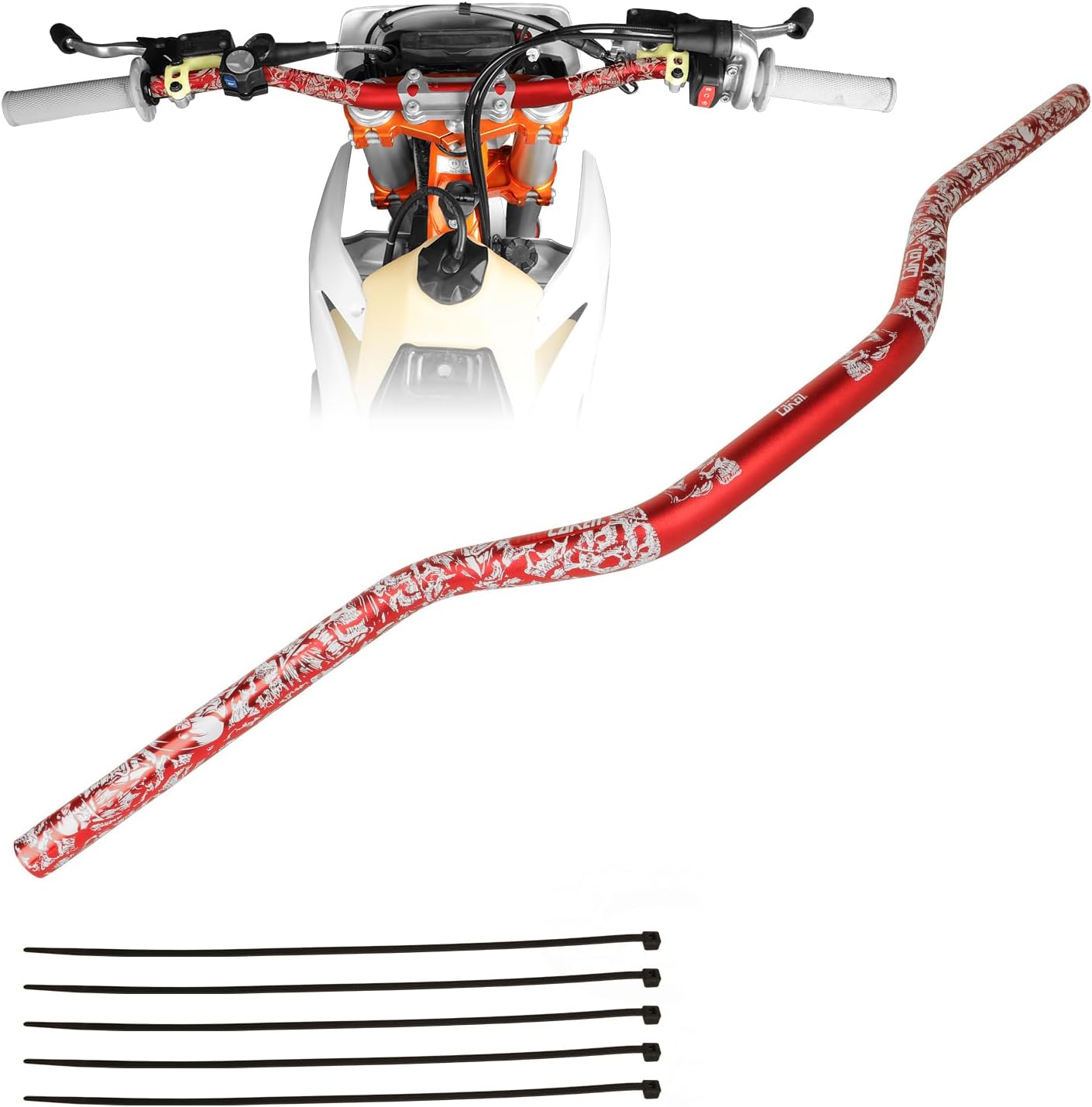 PRO CAKEN Universal 7/8" 22mm Handle Bar for CRF KLX KX LTR TRX SX SXF EXC XCW Motocross Pit Dirt Bike Scooter ATV Quad Bike Grizzly Hawk 250 Bicycles Red