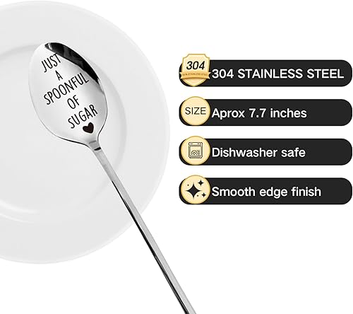 Miniatura 8 de Divertida y linda cuchara de helado grabada de acero inoxidable para los amantes del helado, mejores amigos, cumpleaños, San Valentín, regalo de