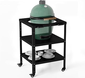 Grill Table for Large Big Green Egg, Modular Nest Frame Grill Stand with Wheel and Hook, Family Outdoor Cooking Rack for Barbecue, Compatible with M/L Model Big Green Eggs
