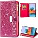 Produktbild Hancda Brieftasche Hülle für Samsung Galaxy A52 5G/4G, Handyhülle Handytasche Glitzer Leder Flip Case Geldbörse mit Reißverschluss Kartenfach Magnet Klapphülle für Samsung Galaxy A52 5G/4G,Rose Rot