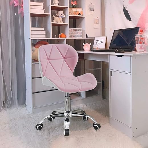Amazon Brand - Umi Height-Adjustable Faux Leather Office Executive Study Desk Chair for Salon, Bar in Light Pink &amp; White C...