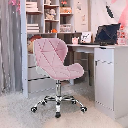 Umi Height-Adjustable Office Chair Light Pink & White
