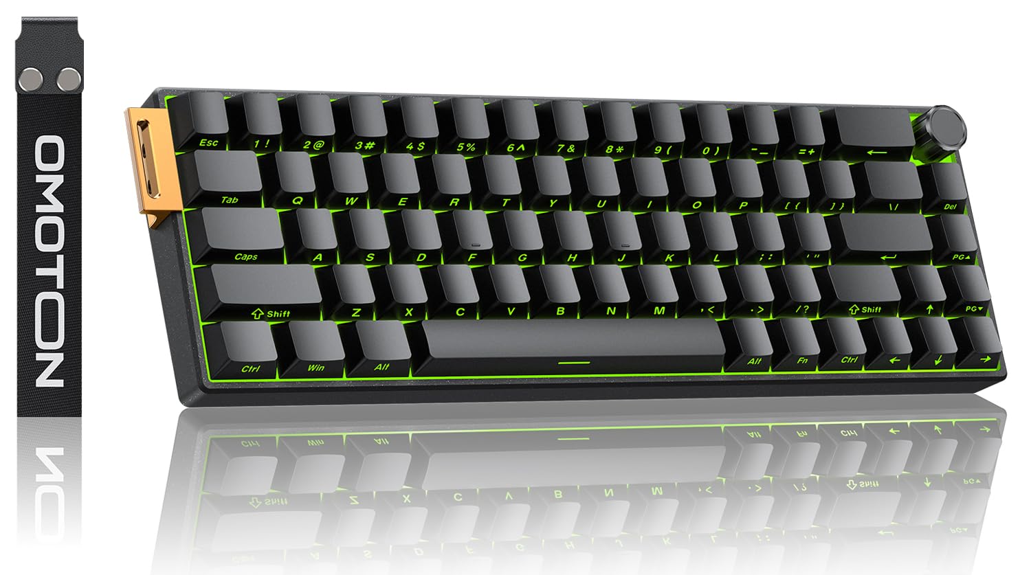 OMOTON Aluminum Magnetic Switch Gaming Keyboard, 65% Compact Mechanical Keyboard Hall Effect with 0.01ms Response, Side-Printed PBT, Hot Swappable Wired Keyboard with Knob for FPS Gamers, Black